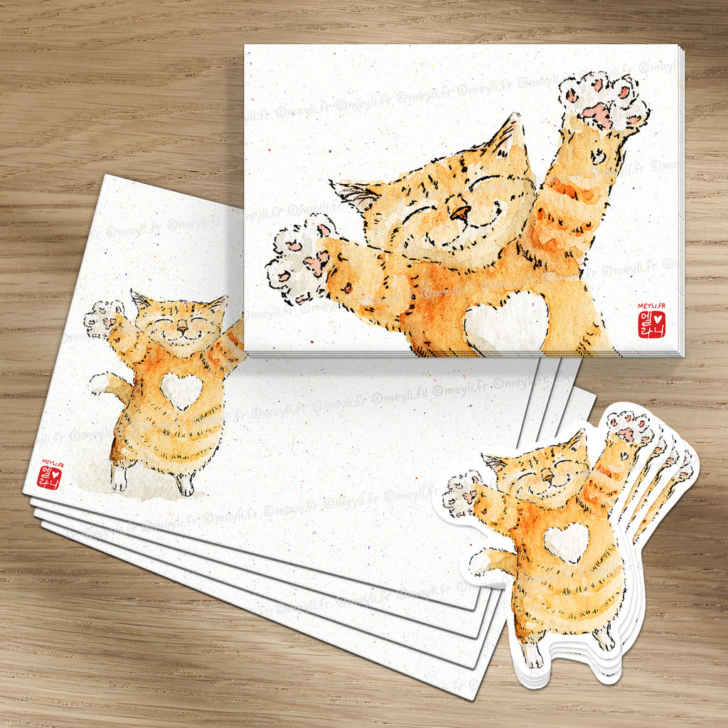 Un chatlin pour toi - Set de correspondance - Enveloppe, carte et sticker