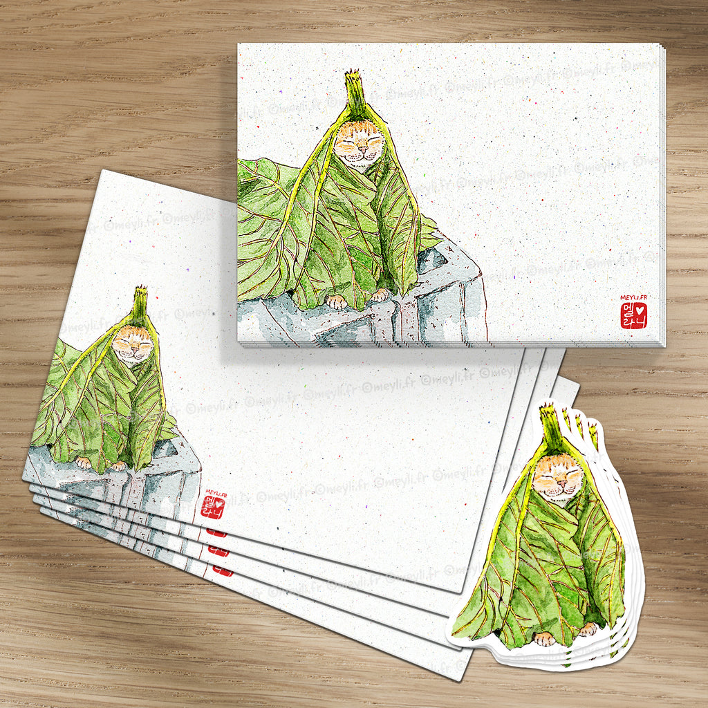 Chou de chat - Set de correspondance - Enveloppe, carte et sticker
