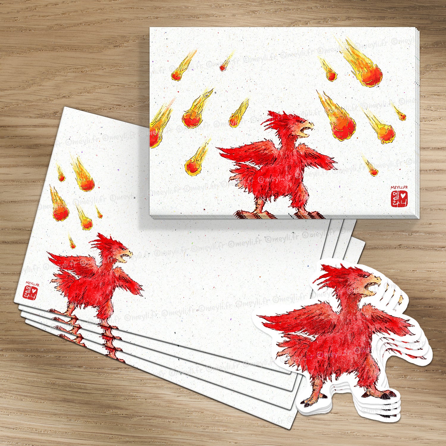Chocobo comète Final Fantasy - Set de correspondance - Enveloppe, carte et sticker