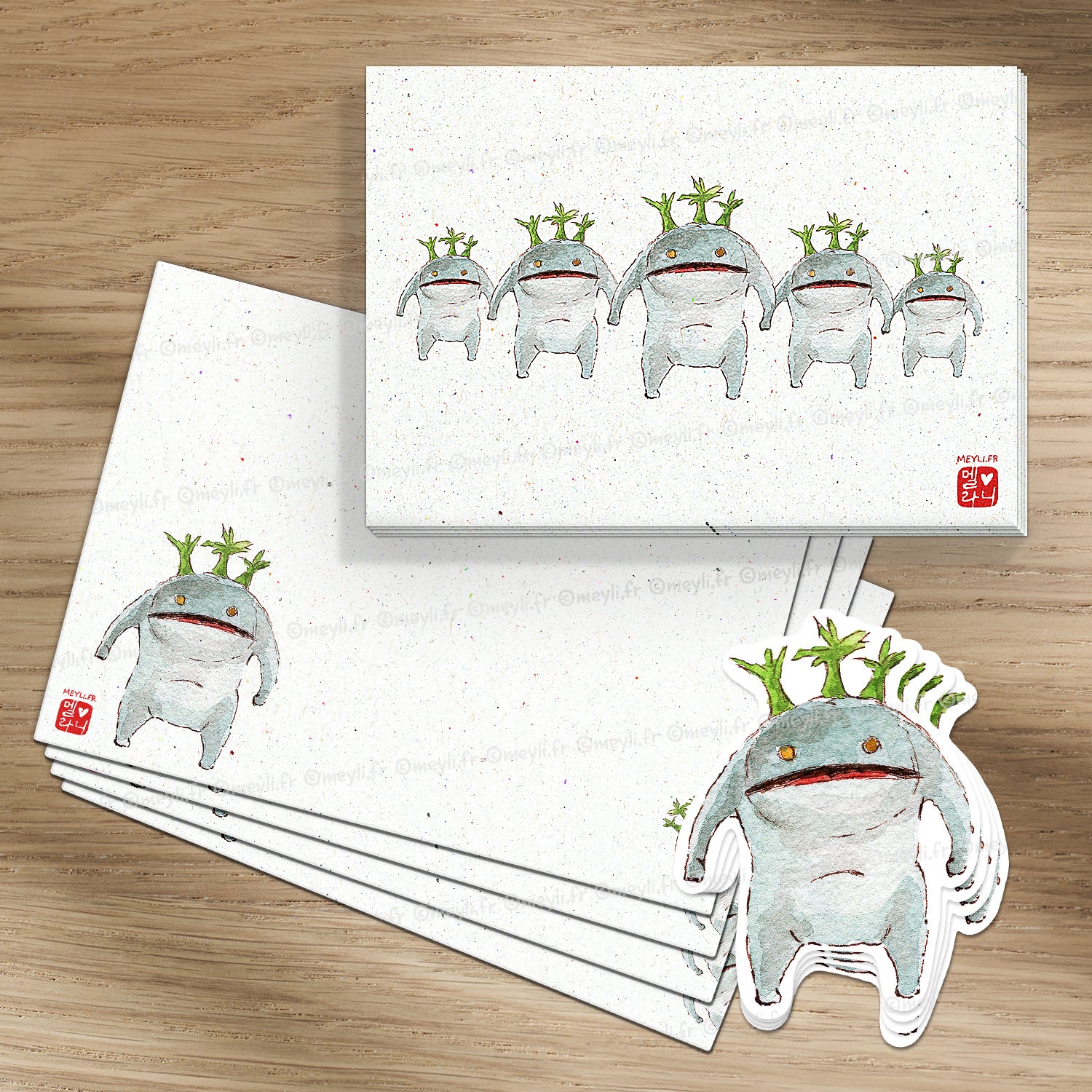 Goobbue Family Final Fantasy - Set de correspondance - Enveloppe, carte et sticker