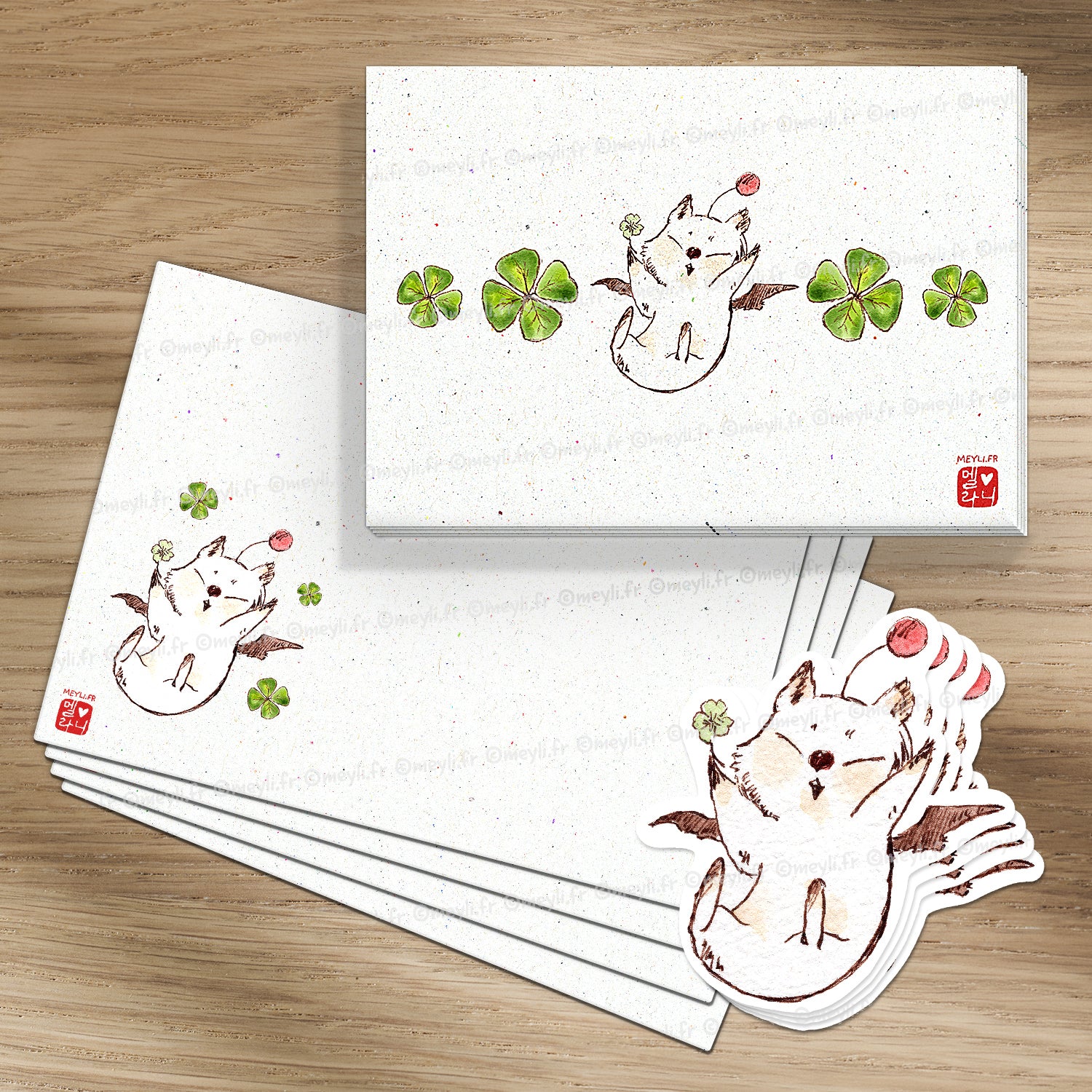 Mog chanceux Final Fantasy - Set de correspondance - Enveloppe, carte et sticker