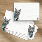 Chat gourmant - Set de correspondance - Enveloppe, carte et sticker