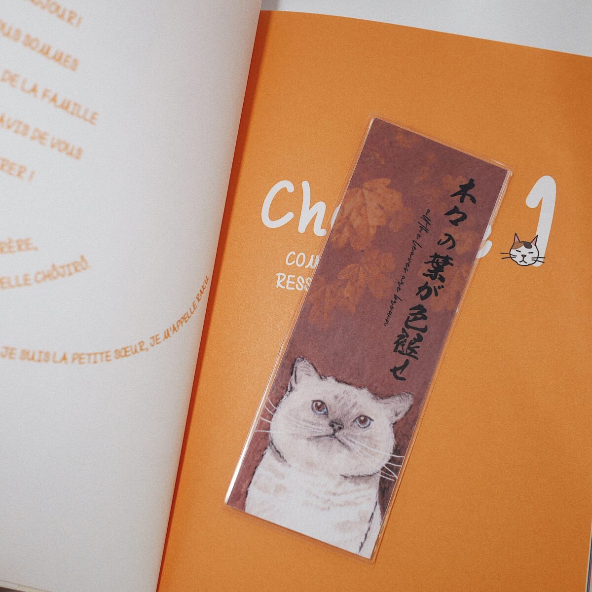 Marque-page - Cat & leaves