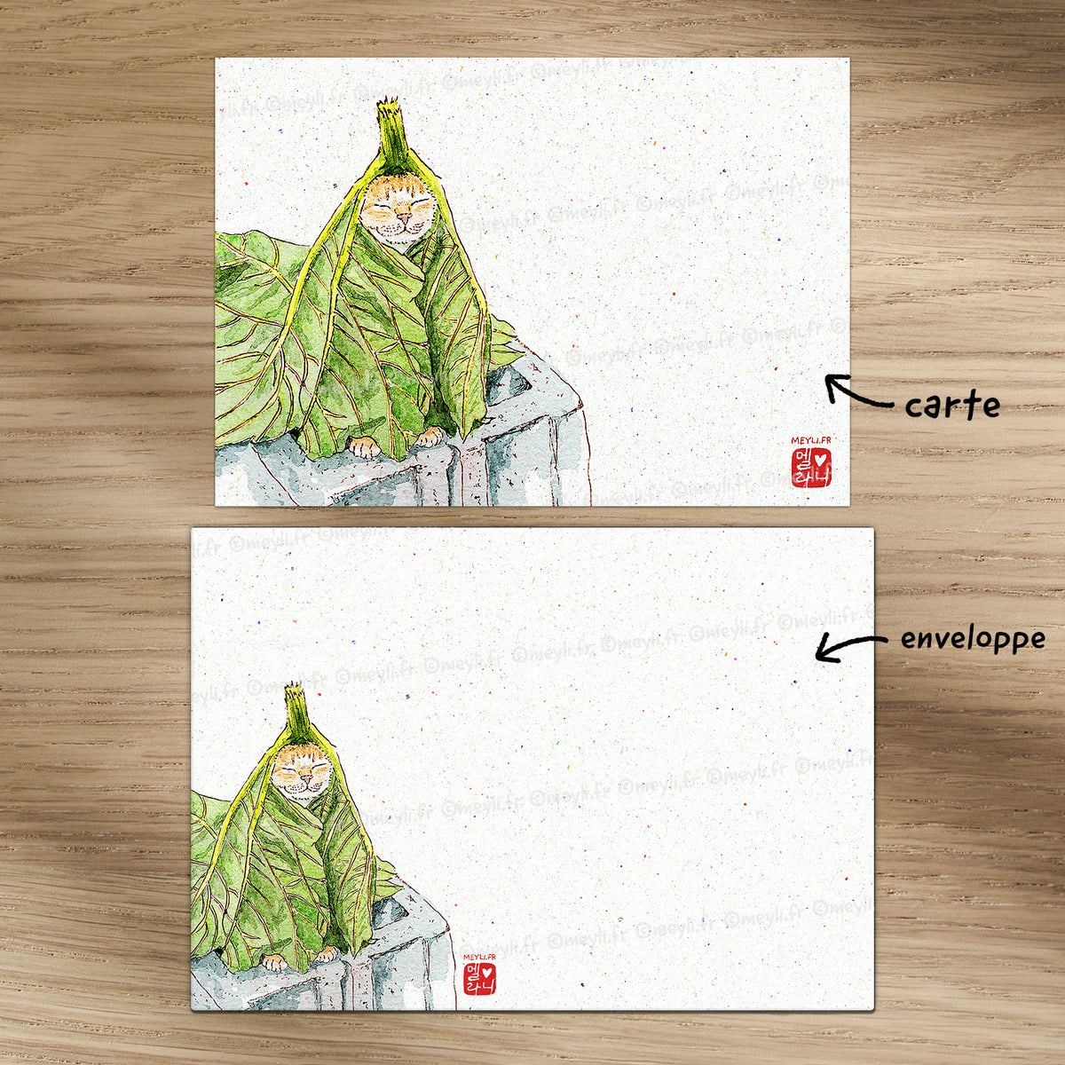 Chou de chat - Set de correspondance - Enveloppe, carte et sticker