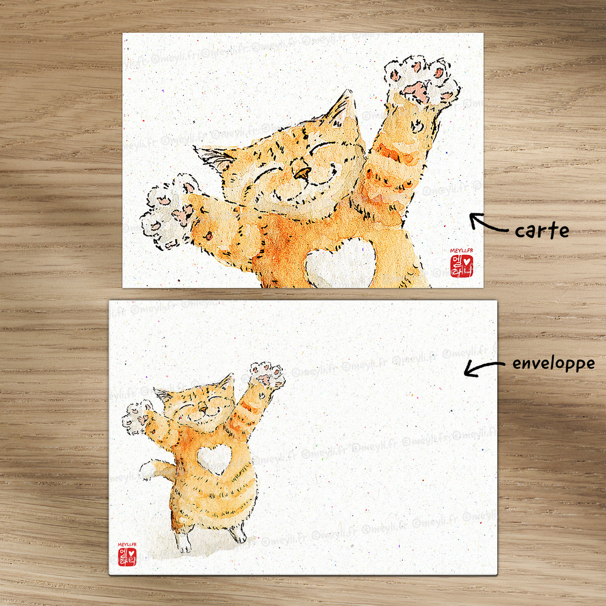 Un chatlin pour toi - Set de correspondance - Enveloppe, carte et sticker