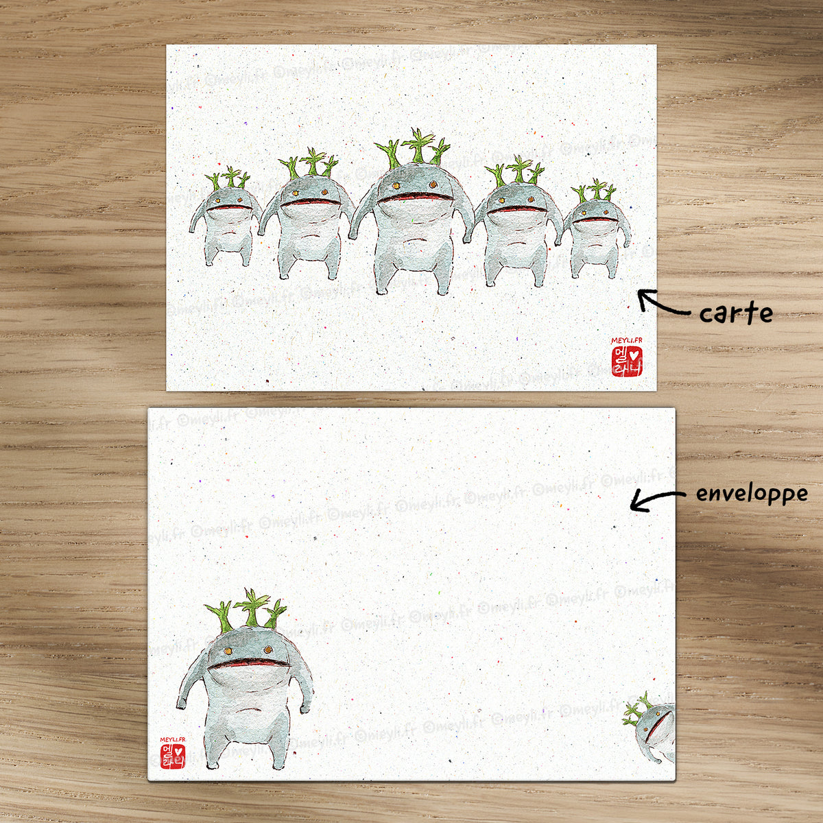 Goobbue Family Final Fantasy - Set de correspondance - Enveloppe, carte et sticker