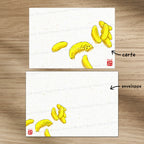 Chat banane - Set de correspondance - Enveloppe, carte et sticker