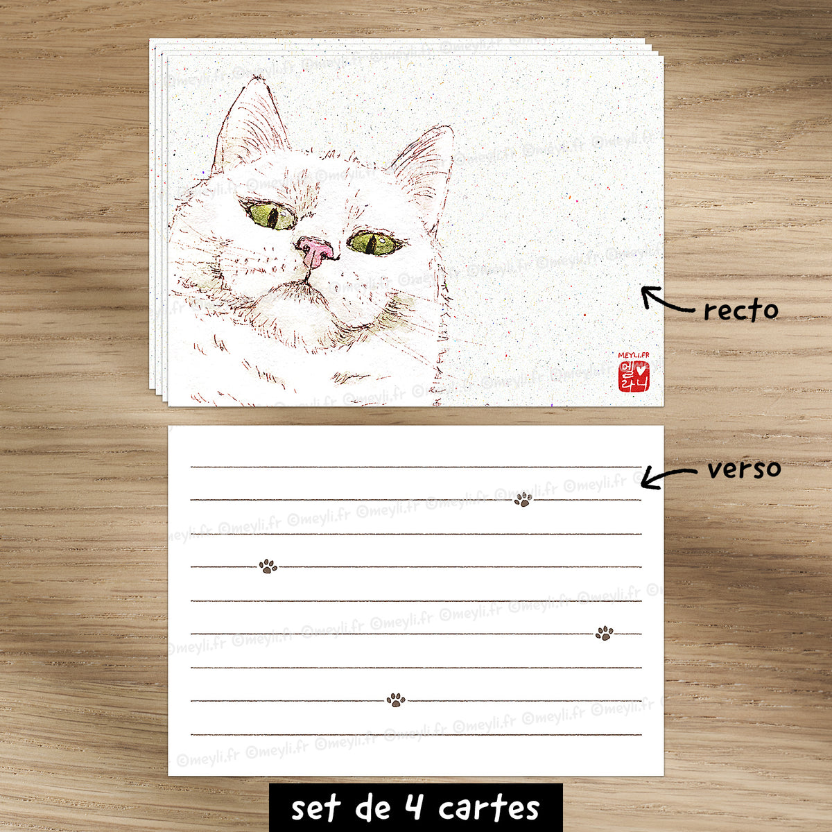 Chat-Te-Juge - Set de correspondance - Enveloppe, carte et sticker