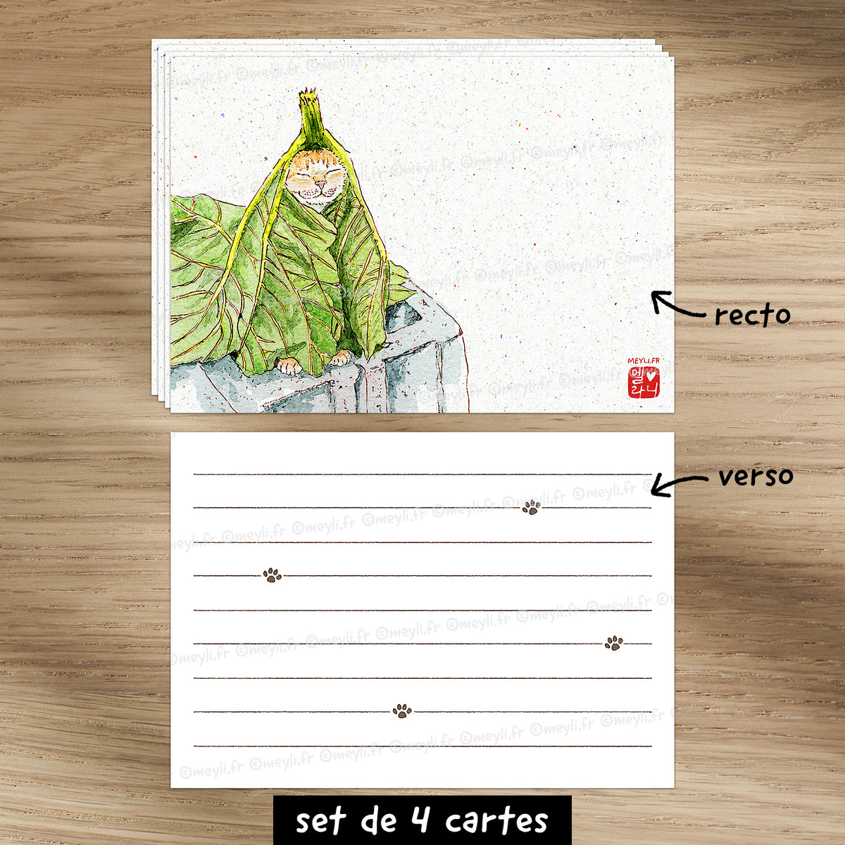 Chou de chat - Set de correspondance - Enveloppe, carte et sticker
