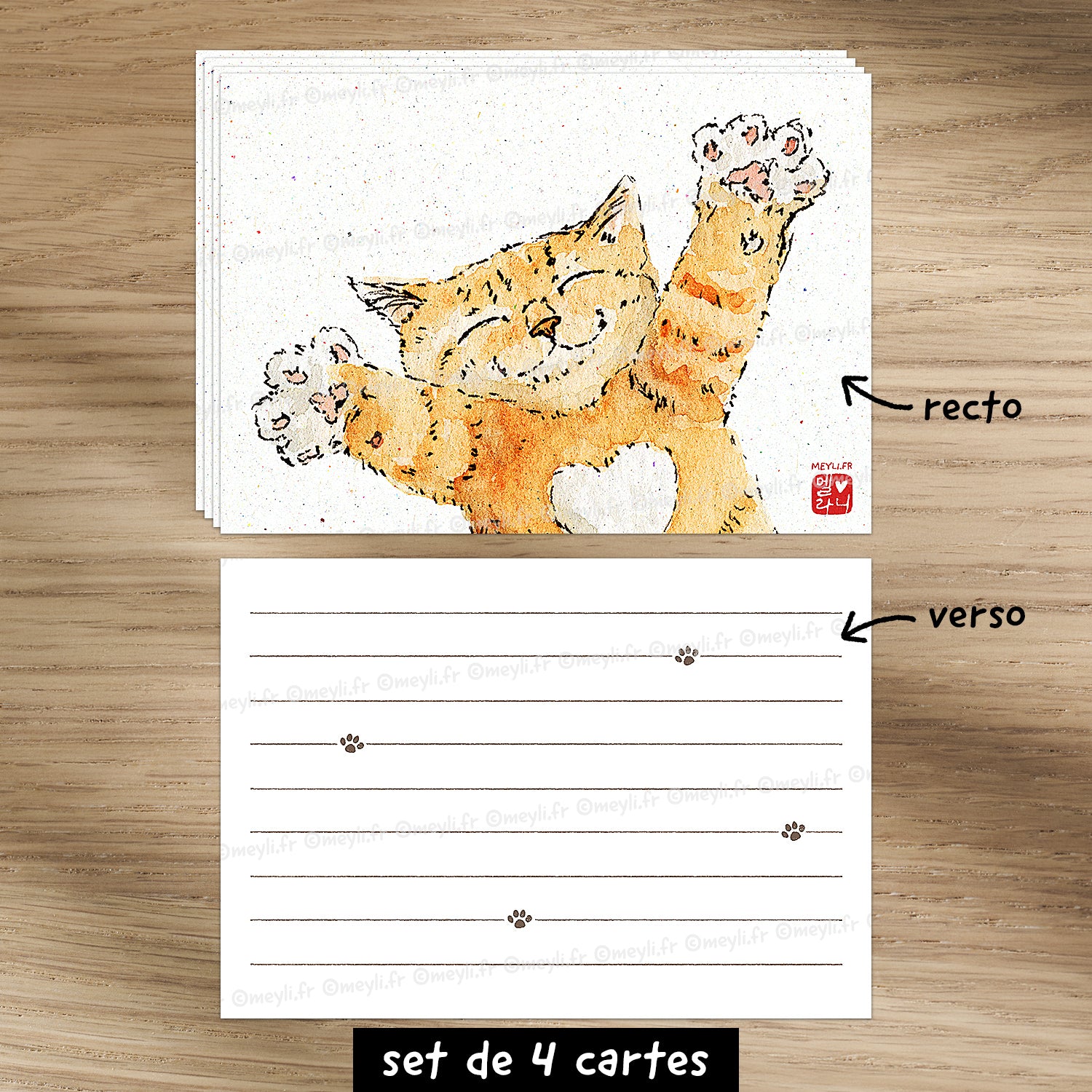 Un chatlin pour toi - Set de correspondance - Enveloppe, carte et sticker
