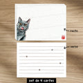 Chat gourmant - Set de correspondance - Enveloppe, carte et sticker