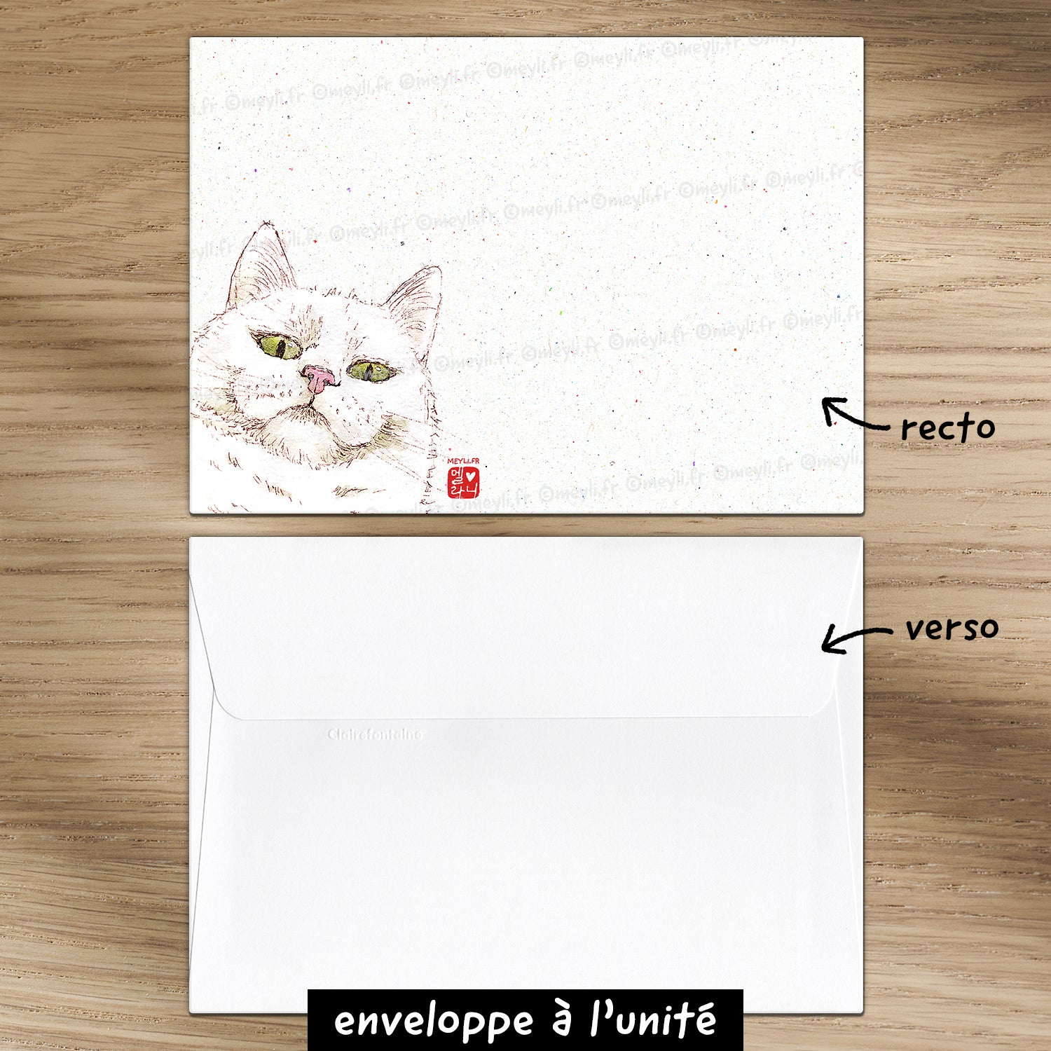 Chat-Te-Juge - Set de correspondance - Enveloppe, carte et sticker - 2) Enveloppe à l'unité