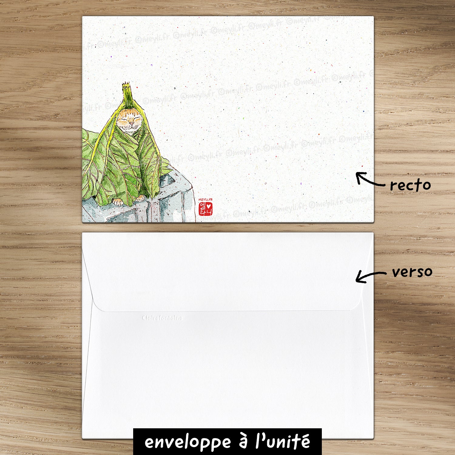Chou de chat - Set de correspondance - Enveloppe, carte et sticker - 2) Enveloppe à l'unité