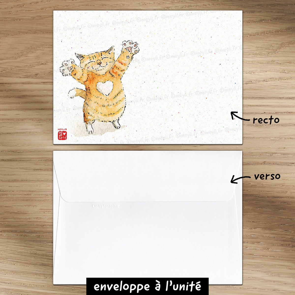 Un chatlin pour toi - Set de correspondance - Enveloppe, carte et sticker - 2) Enveloppe à l'unité