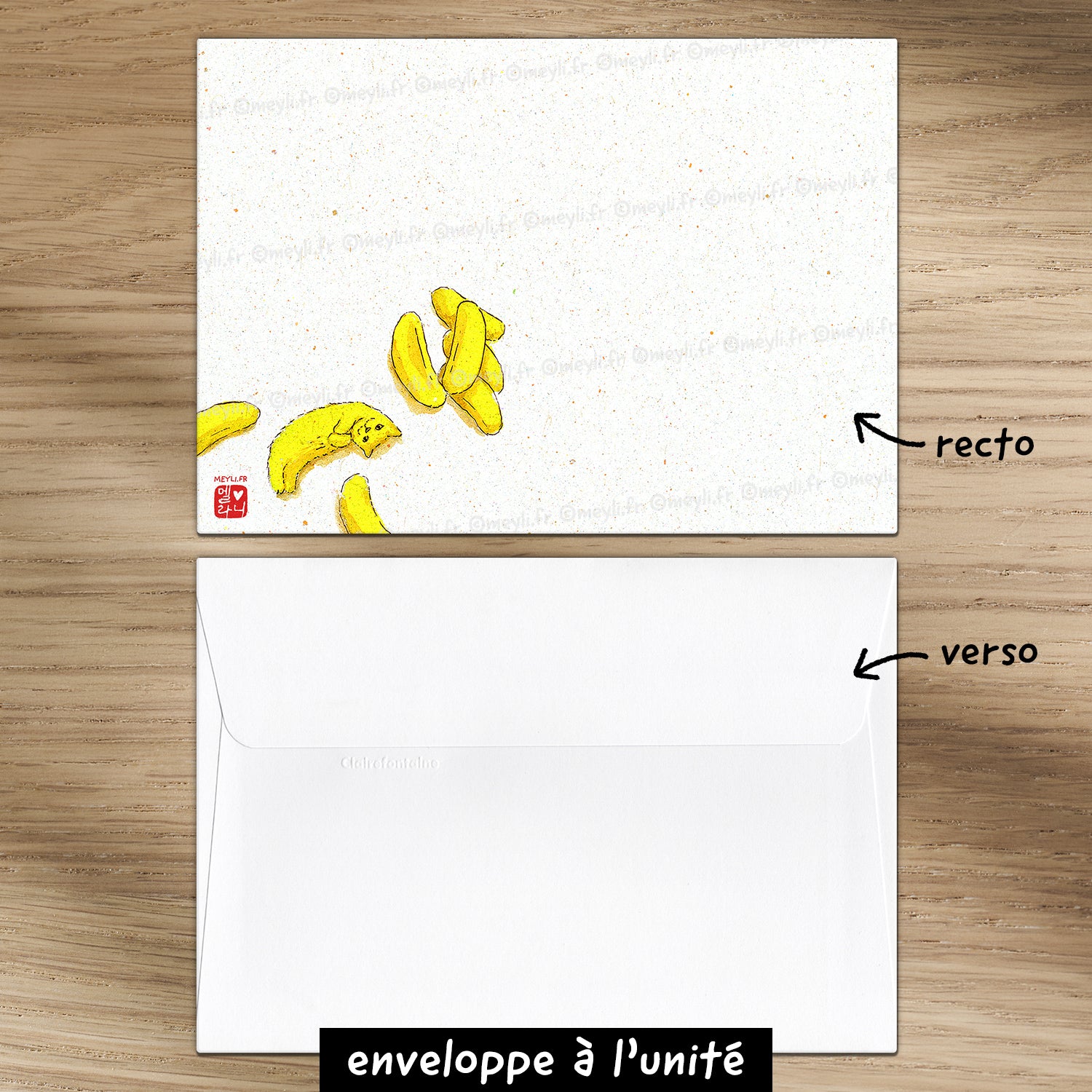 Chat banane - Set de correspondance - Enveloppe, carte et sticker - 2) Enveloppe à l'unité