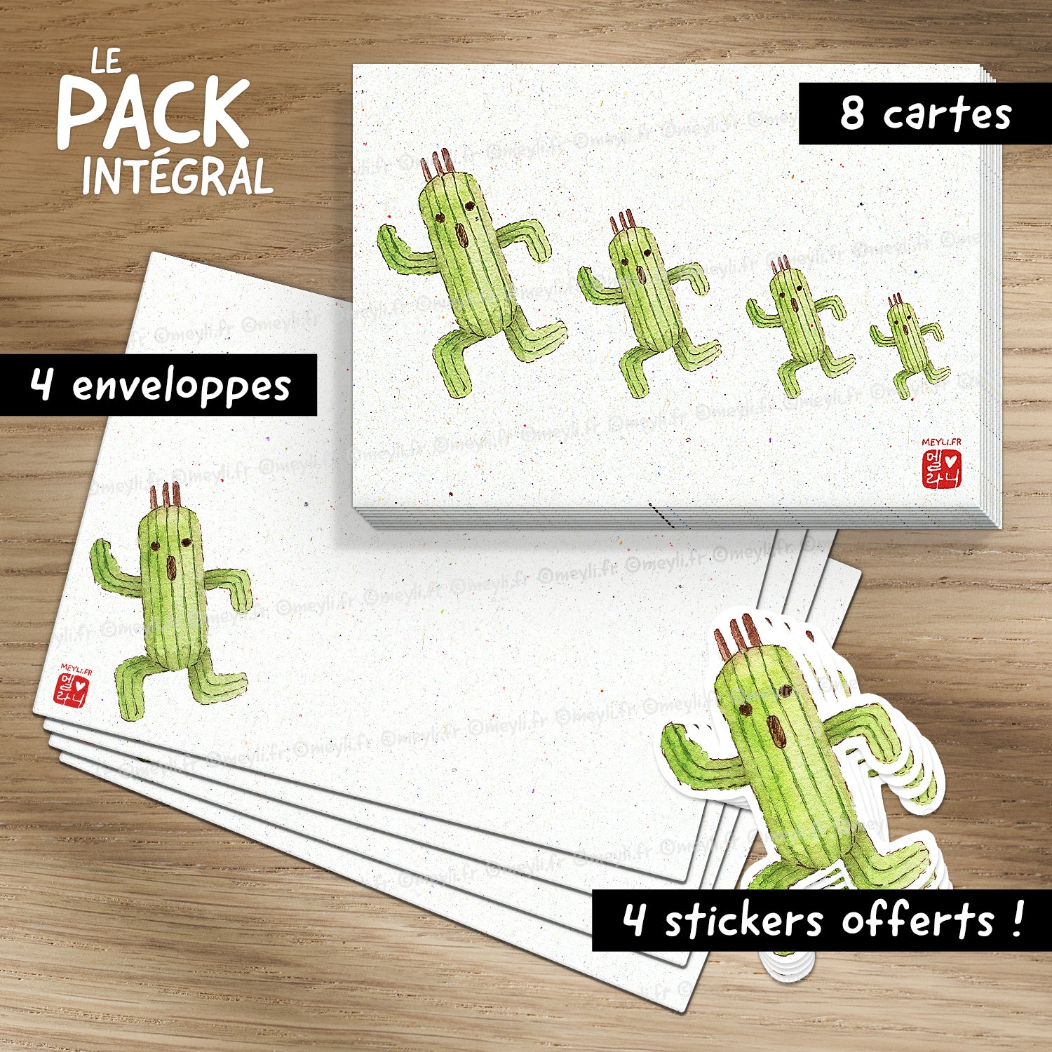 Pampa Family Final Fantasy - Set de correspondance - Enveloppe, carte et sticker - 3) Pack Intégral : 4 enveloppes + 4 cartes + 4 stickers offerts