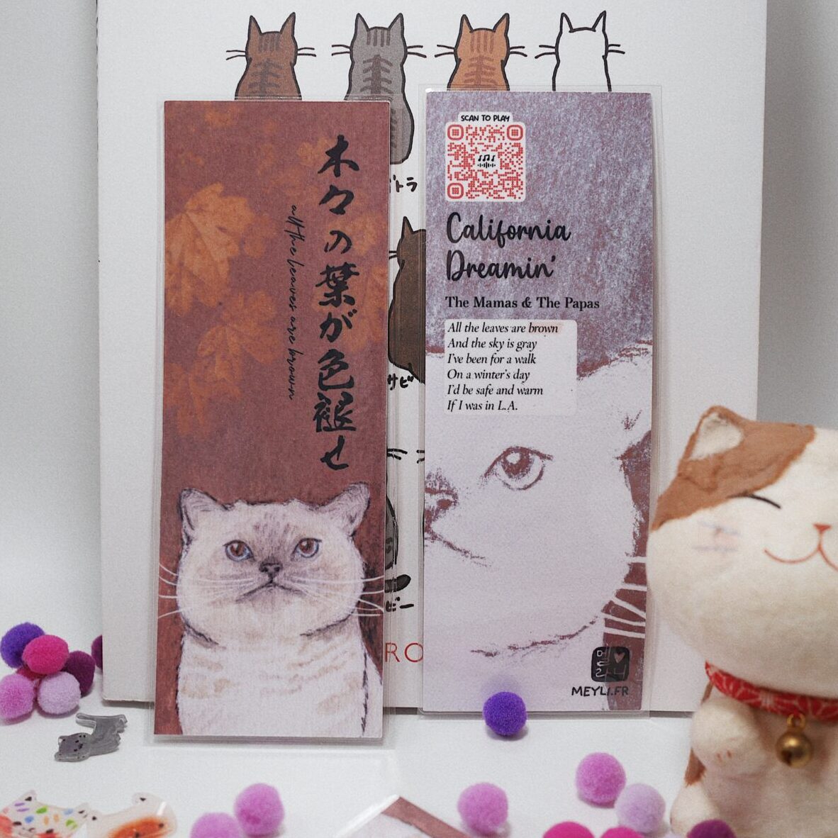 Marque-page - Cat & leaves