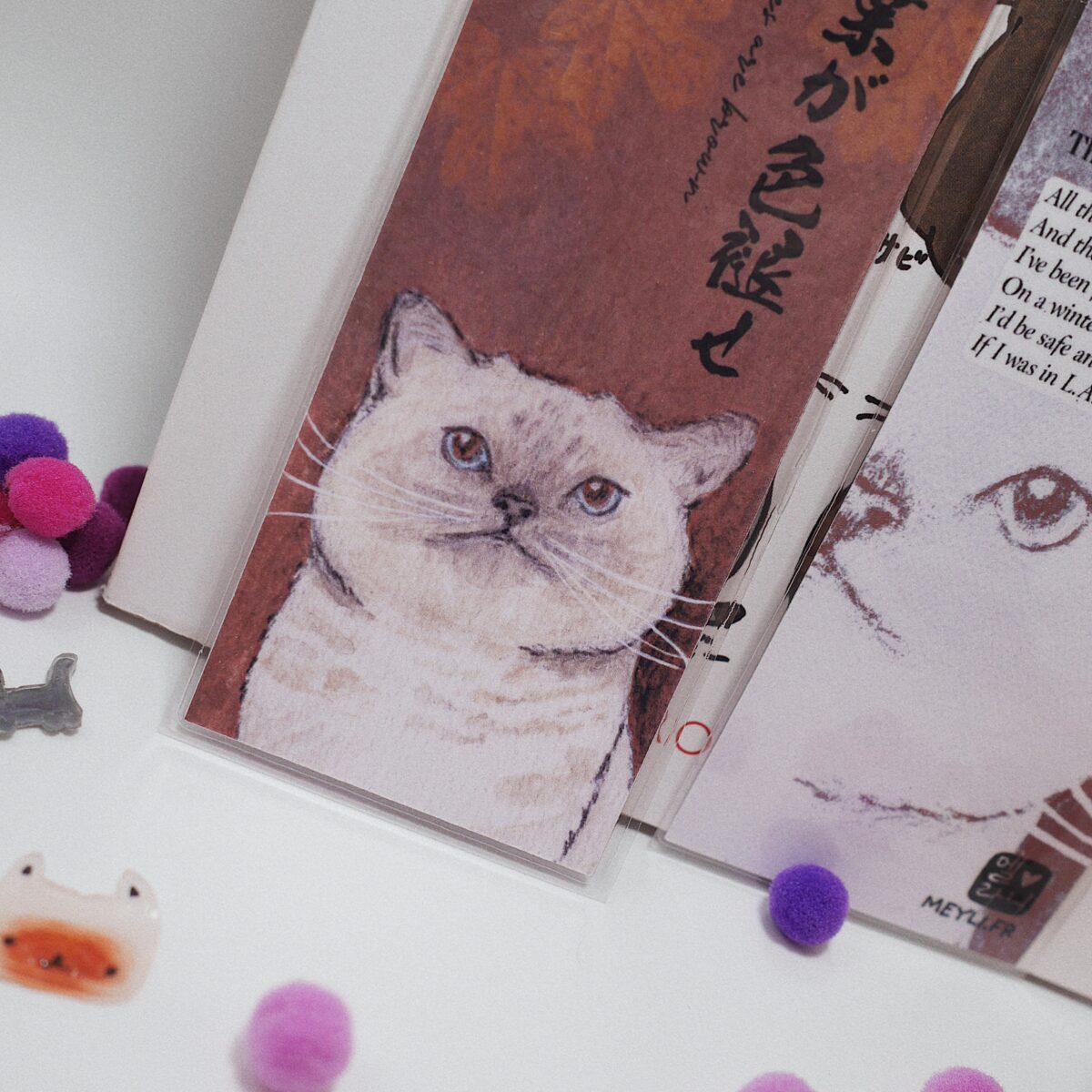 Marque-page - Cat & leaves