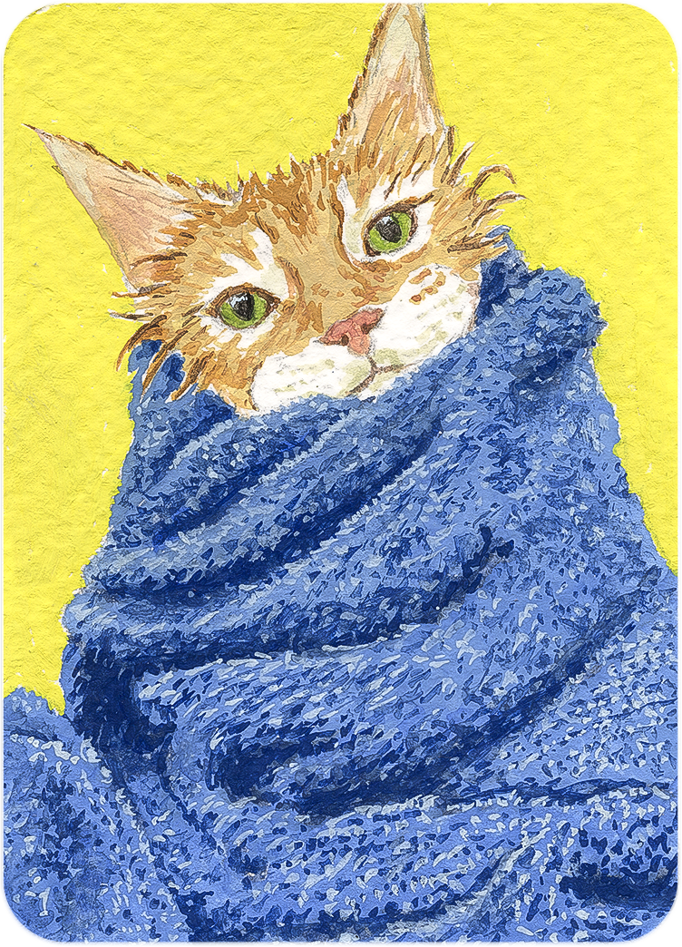 Tout propre et tout ébouriffé - Original Artist Card ACEO