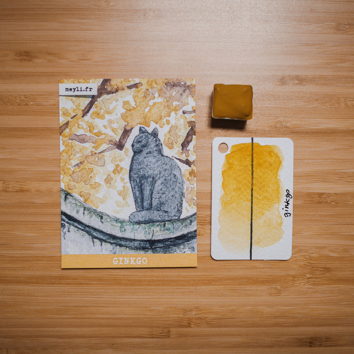Ginkgo - PATOUNE COLORS (Aquarelle artisanale)