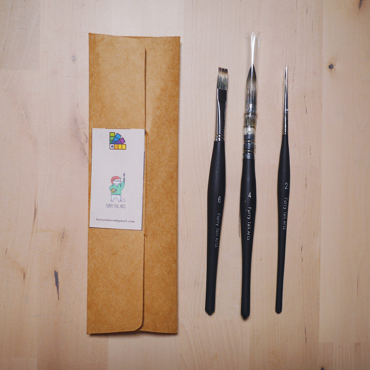 Lot de 3 pinceaux - Aquarelle/gouache - fait main
