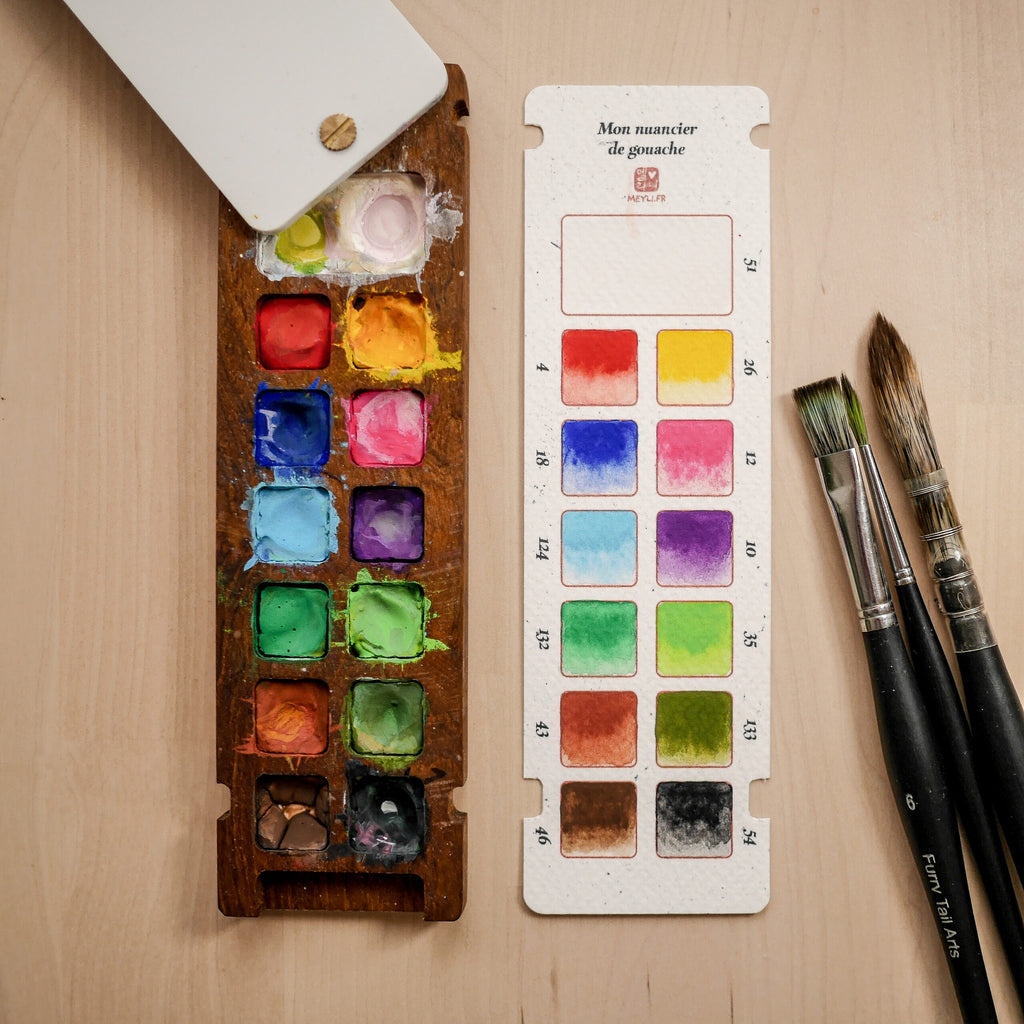 Palette en bois pour aquarelle/gouache