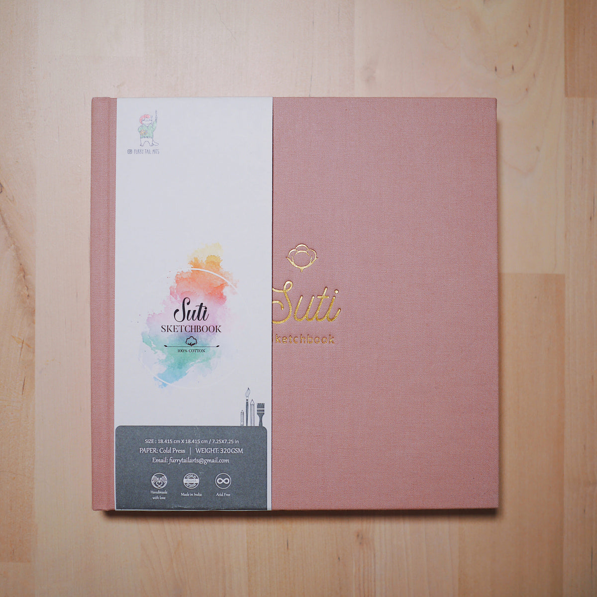 Suti Sketchbook Carré - 100% Coton fait main - Rose