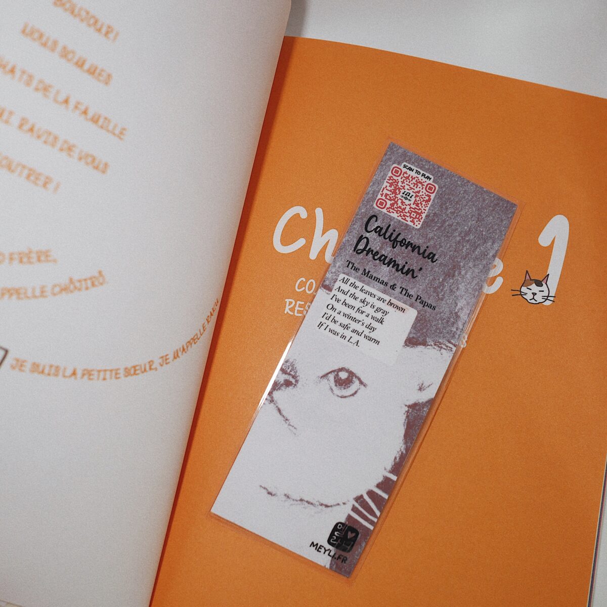 Marque-page - Cat & leaves