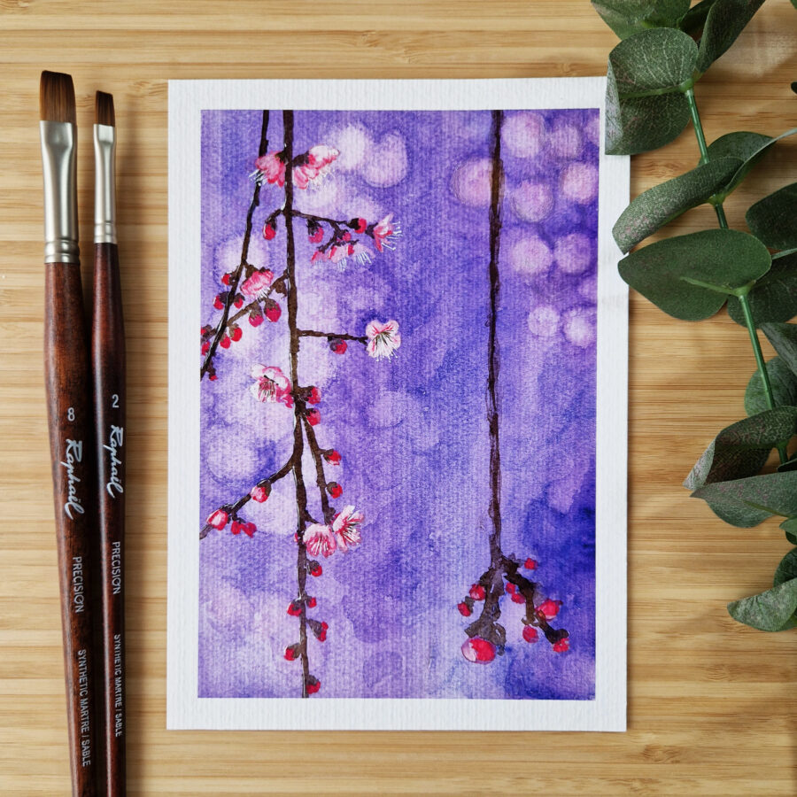 Fleurs de Prunier au Crépuscule - Illustration