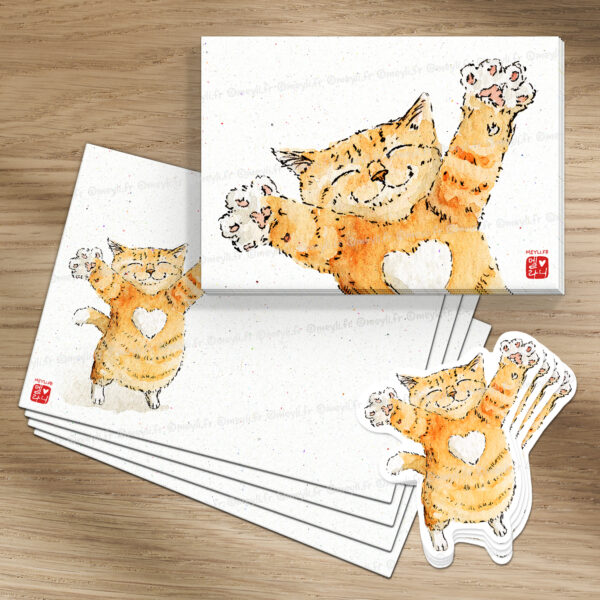 Un chatlin pour toi - Set de correspondance - Enveloppe, carte et sticker