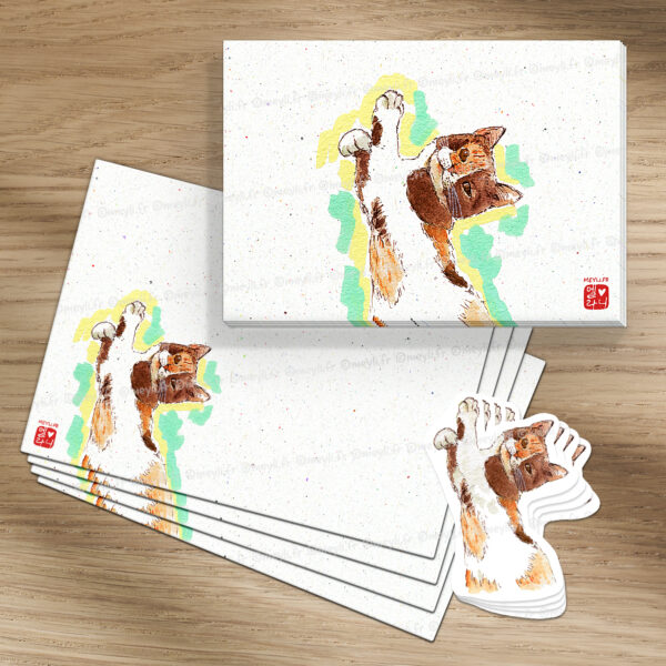 Chat dodo - Set de correspondance - Enveloppe, carte et sticker