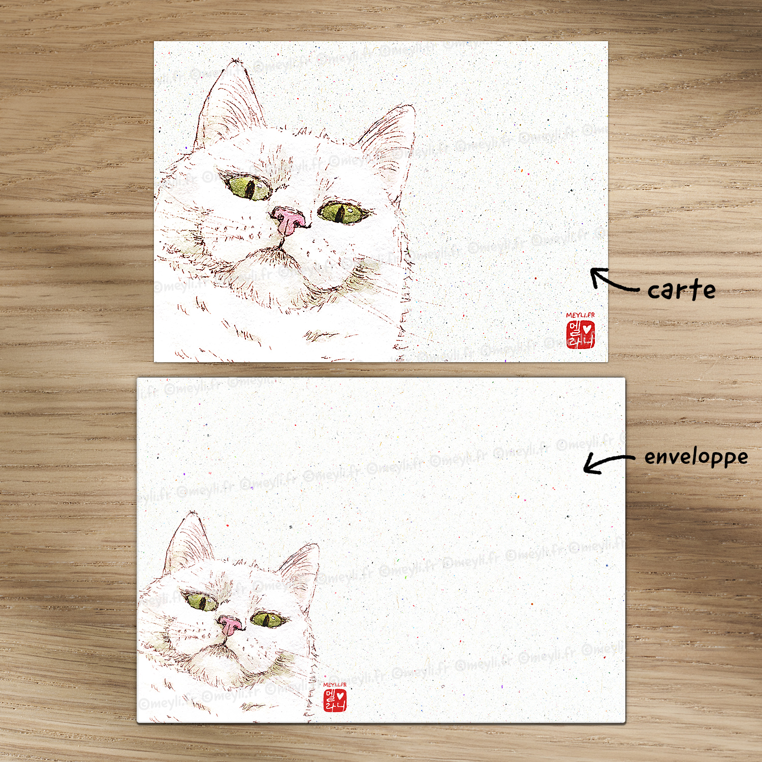 Chat-Te-Juge - Set de correspondance - Enveloppe, carte et sticker – Image 2