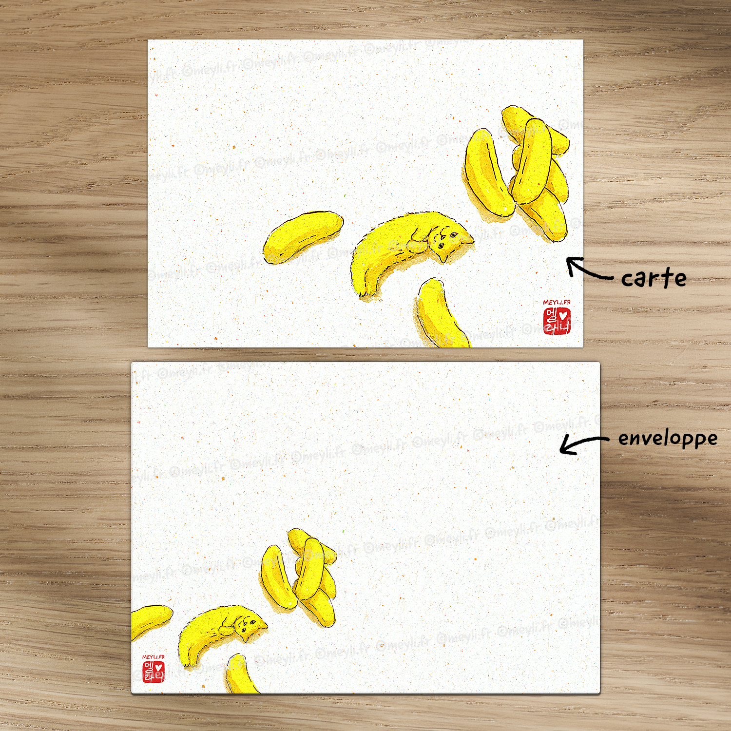 Chat banane - Set de correspondance - Enveloppe, carte et sticker – Image 2