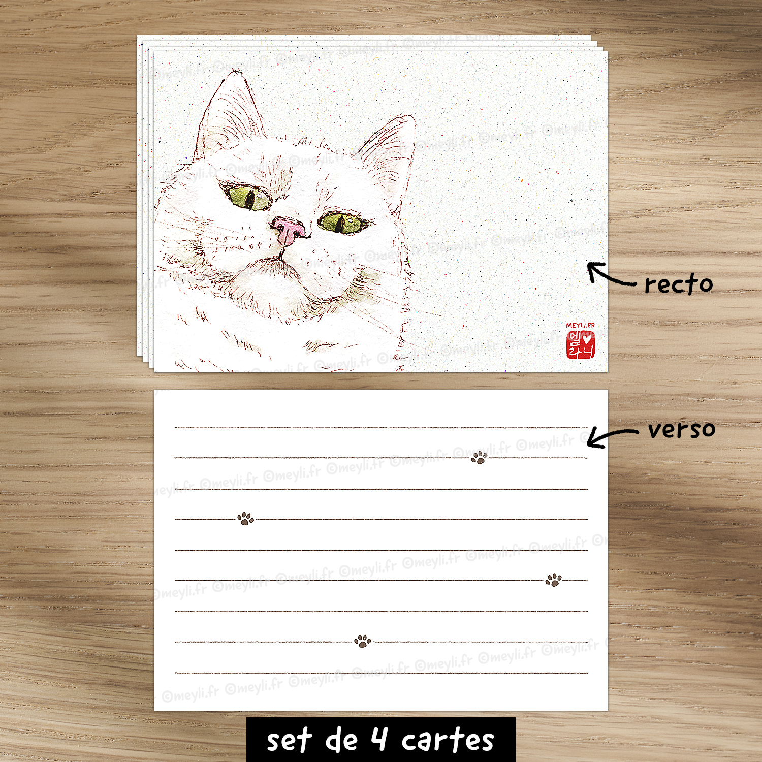 Chat-Te-Juge - Set de correspondance - Enveloppe, carte et sticker – Image 3