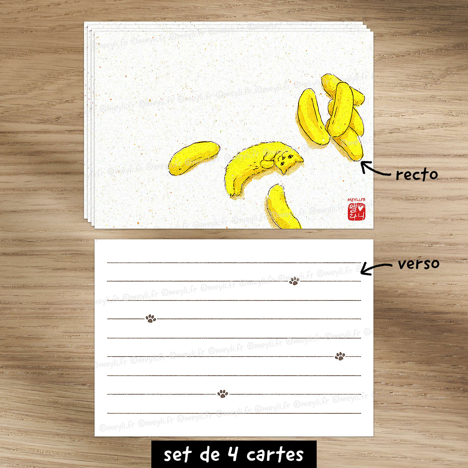 Chat banane - Set de correspondance - Enveloppe, carte et sticker – Image 3