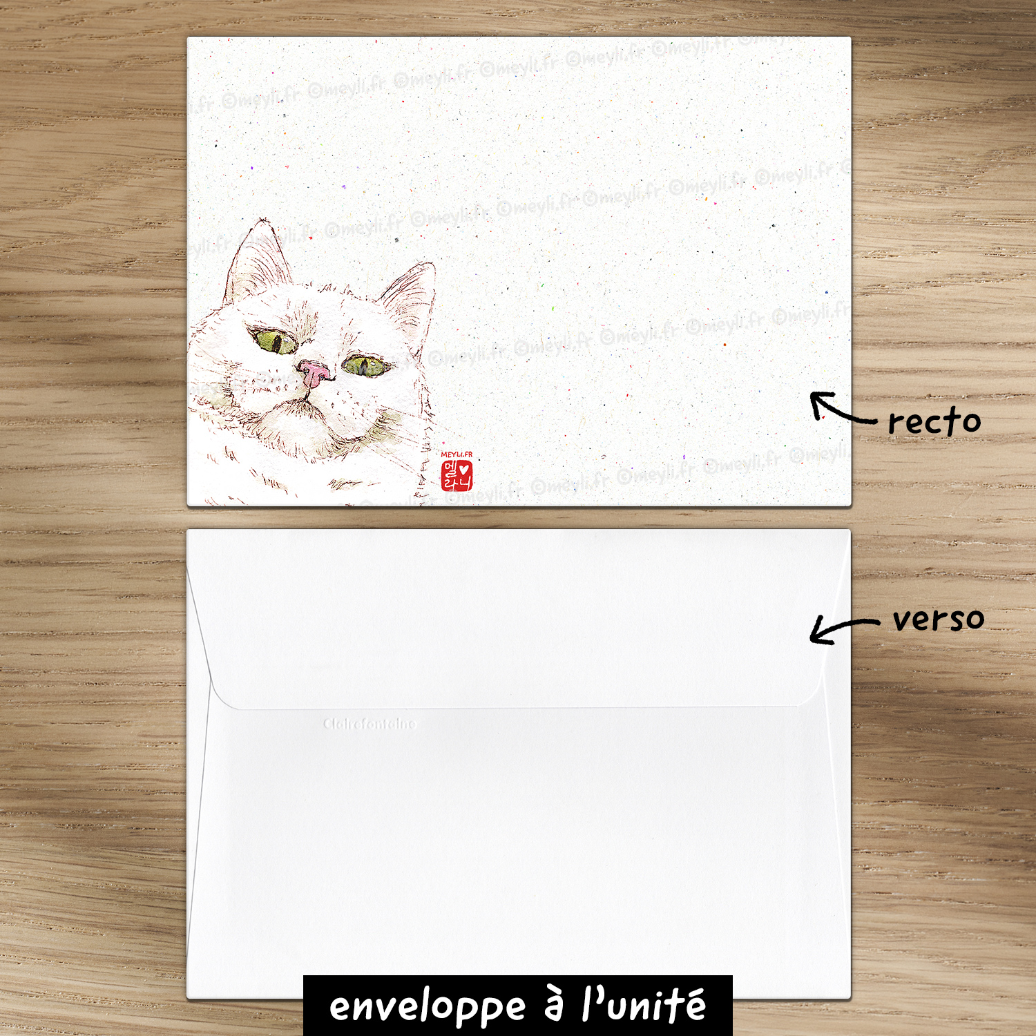Chat-Te-Juge - Set de correspondance - Enveloppe, carte et sticker – Image 4