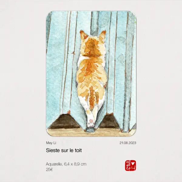 Sieste sur le toît - Original Artist Card ACEO