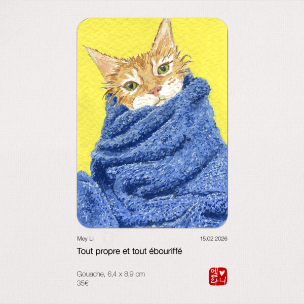 Tout propre et tout ébouriffé - Original Artist Card ACEO
