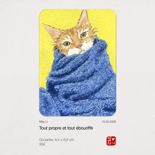 Tout propre et tout ébouriffé - Original Artist Card ACEO