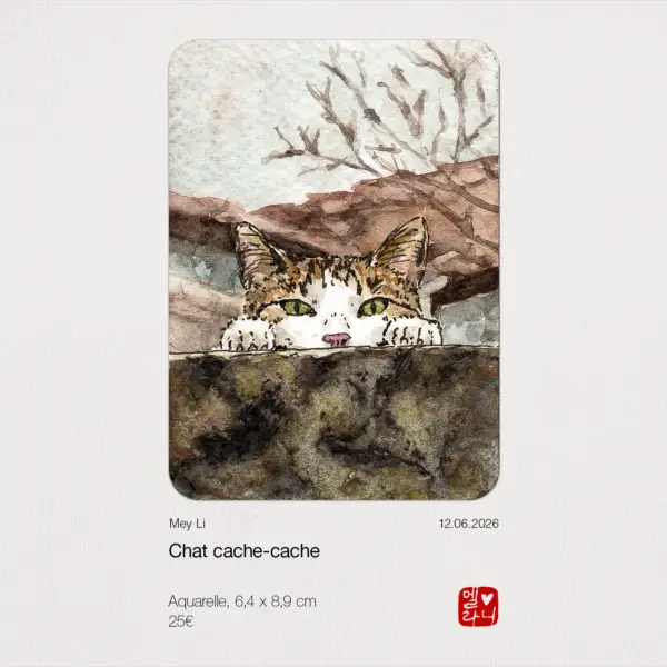 Chat cache-cache - Original Artist Card ACEO